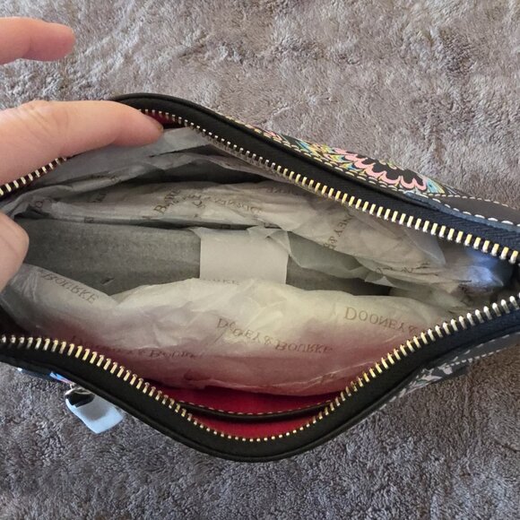 Dooney & Bourke Plumes Small Hobo Shoulder Bag Black Multi NWT Rare Coat Canvas - Picture 8 of 16